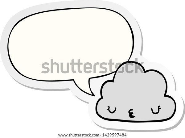 Cute Cartoon Cloud Speech Bubble Sticker Stock Vector Royalty Free 1429597484 Shutterstock 4736