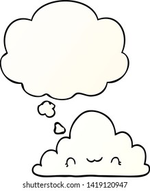 cute cartoon cloud with thought bubble in smooth gradient style