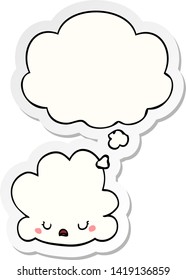 cute cartoon cloud with thought bubble as a printed sticker