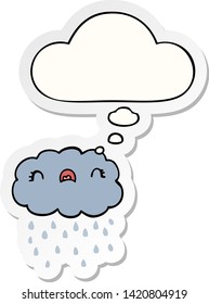 cute cartoon cloud with thought bubble as a printed sticker
