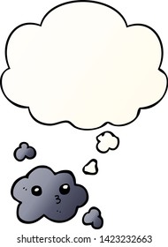 cute cartoon cloud with thought bubble in smooth gradient style