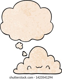 cute cartoon cloud with thought bubble in grunge texture style