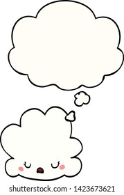 cute cartoon cloud with thought bubble