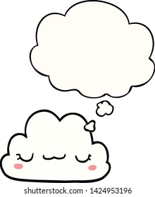 nube de dibujos animados adorable con burbuja de pensamientos