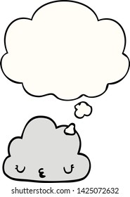cute cartoon cloud with thought bubble