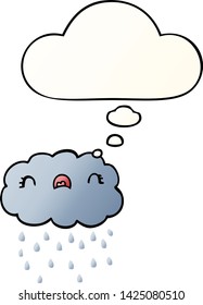 cute cartoon cloud with thought bubble in smooth gradient style