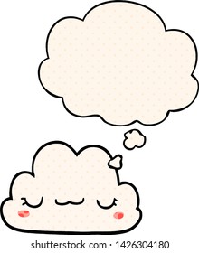 nube de dibujos animados adorable con burbuja de pensamientos al estilo de un libro de historietas