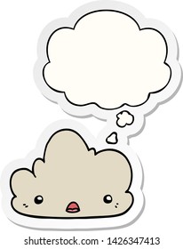 cute cartoon cloud with thought bubble as a printed sticker