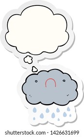 cute cartoon cloud with thought bubble as a printed sticker