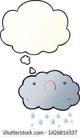 cute cartoon cloud with thought bubble in smooth gradient style