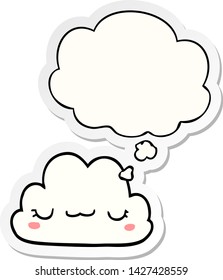 cute cartoon cloud with thought bubble as a printed sticker