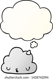 nube de dibujos animados lindo con burbuja de pensamiento en un estilo de gradiente suave