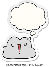 cute cartoon cloud with thought bubble as a printed sticker