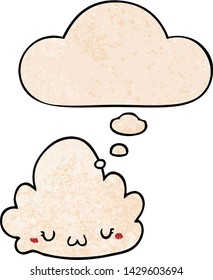 nube de dibujos animados lindo con burbuja de pensamiento en estilo de textura gruesa