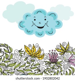 Cute cartoon cloud. Vector illustration