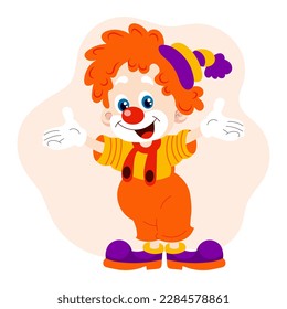 Cute cartoon clown. Children's card, print, colorful illustration, vector