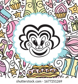 Cute cartoon clown. Vector illustration