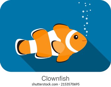 cute cartoon Clownfish flat icon design vector