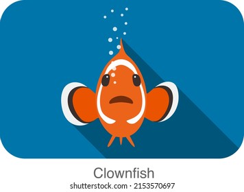 cute cartoon Clownfish flat icon design vector