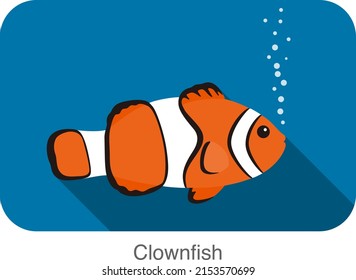 cute cartoon Clownfish flat icon design  vector