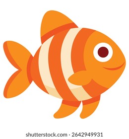Cute Cartoon Clownfish Vector Illustration, Orange Striped Sea Fish Clipart design, a cartoon orange fish with white stripes silhouette, Fish illustration, Clownfish vector silhouette