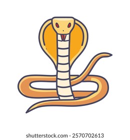 Cute cartoon cobra. Dangerous snake vector illustration isolated on white background.