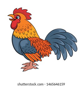Cute cartoon cock farm animal vector illustration