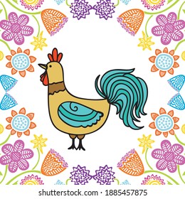 Cute cartoon cock. Vector illustration