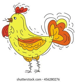 Cute cartoon cock. Vector illustration.
