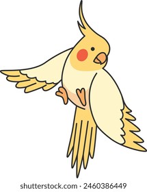 Cute cartoon cockatiel vector illustration