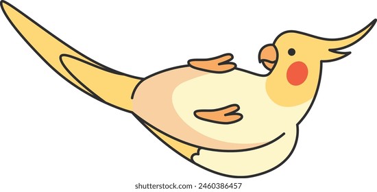 Cute cartoon cockatiel vector illustration