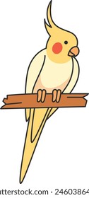 Cute cartoon cockatiel vector illustration