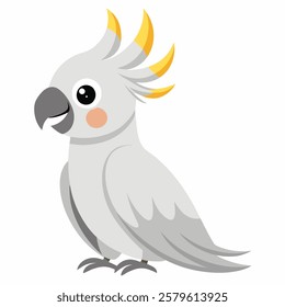 Cute cartoon cockatoo parrot isolated on white background. 
Suitable for educational poster, logo, children's books and  encyclopedias. Children's picture. Vector illustration. 