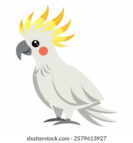 Cute cartoon cockatoo parrot isolated on white background. 
Suitable for educational poster, logo, children's books and  encyclopedias. Children's picture. Vector illustration. 