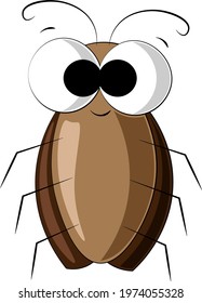 Cute cartoon Cockroach. Draw illustration in color