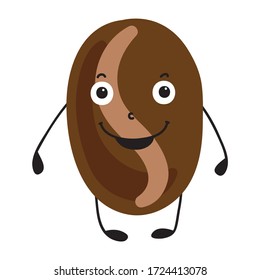 Cute cartoon coffee bean. Vector illustration