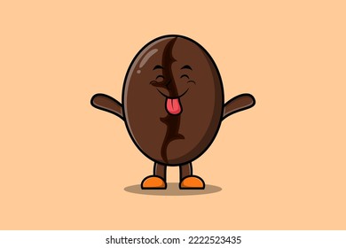 Cute cartoon Coffee beans character with flashy expression in modern cute style illustration