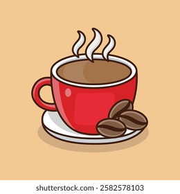Cute Cartoon Coffee Beans and Foam Icon for Beverage Lovers Flat Vector Illustration