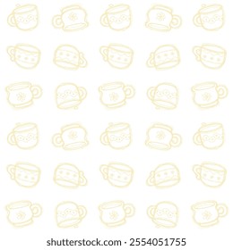 cute cartoon of coffee cup pattern