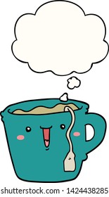 cute cartoon coffee cup with thought bubble