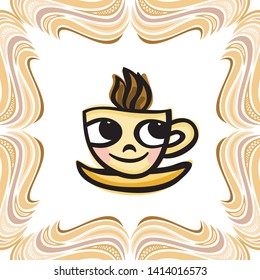 Cute cartoon coffee cup. Vector illustration