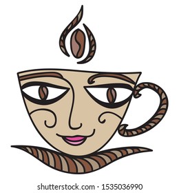 Cute cartoon coffee cup. Vector illustration
