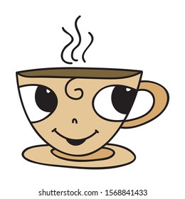 Cute cartoon coffee cup. Vector illustration