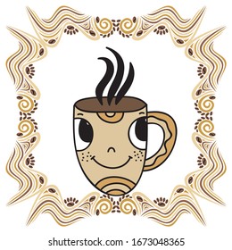 Cute Cartoon Kaffeetasse. Vektorillustration