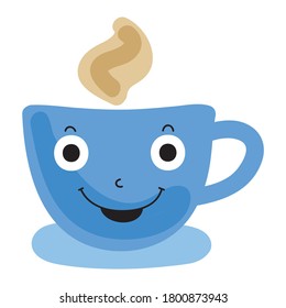 Cute cartoon coffee cup. Vector illustration