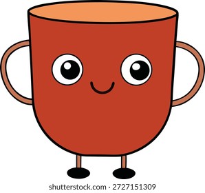 Arte vectorial lindo de la taza de café de la historieta 