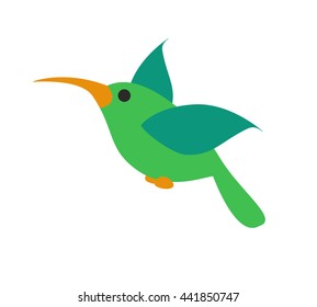 Cute cartoon colibri isolated on white background. Art vector illustration.