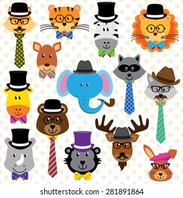 Cute Cartoon Collection of Well Dressed Animals