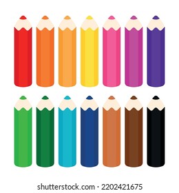 Cute Cartoon Color Pencils Icon Clipart for Drawing, Painting and School Stationery Item List Vector Illustration for Banner Background Elements