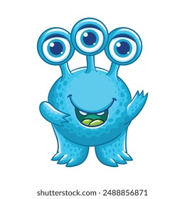 Cute cartoon colored alien. Monster alien, cute friendly cartoon funny character or mascot.